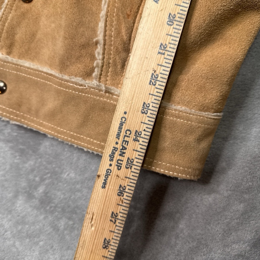 VTG JCPenney Jacket Men 40 Brown Suede Leather Trucker Sherpa Yellowstone 70s - Picture 13 of 13